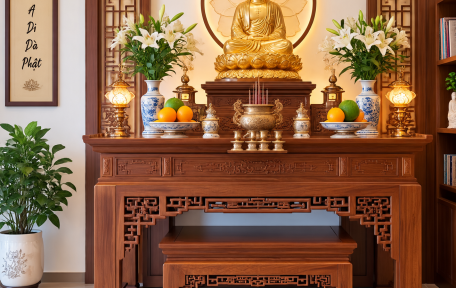 Bàn thờ Phật tại gia gồm những gì? Cách bài trí đầy đủ, trang nghiêm